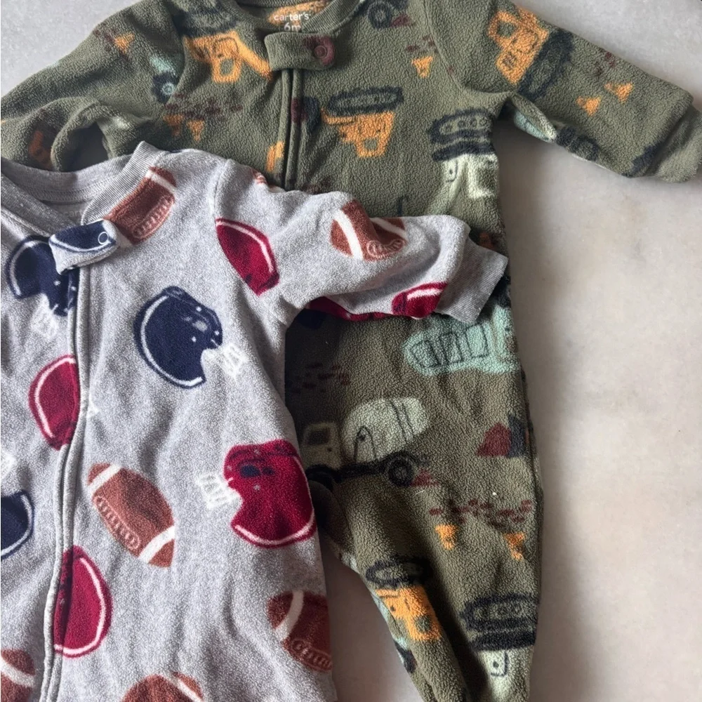 Carter's Kids One Piece Footies - Gray and Green